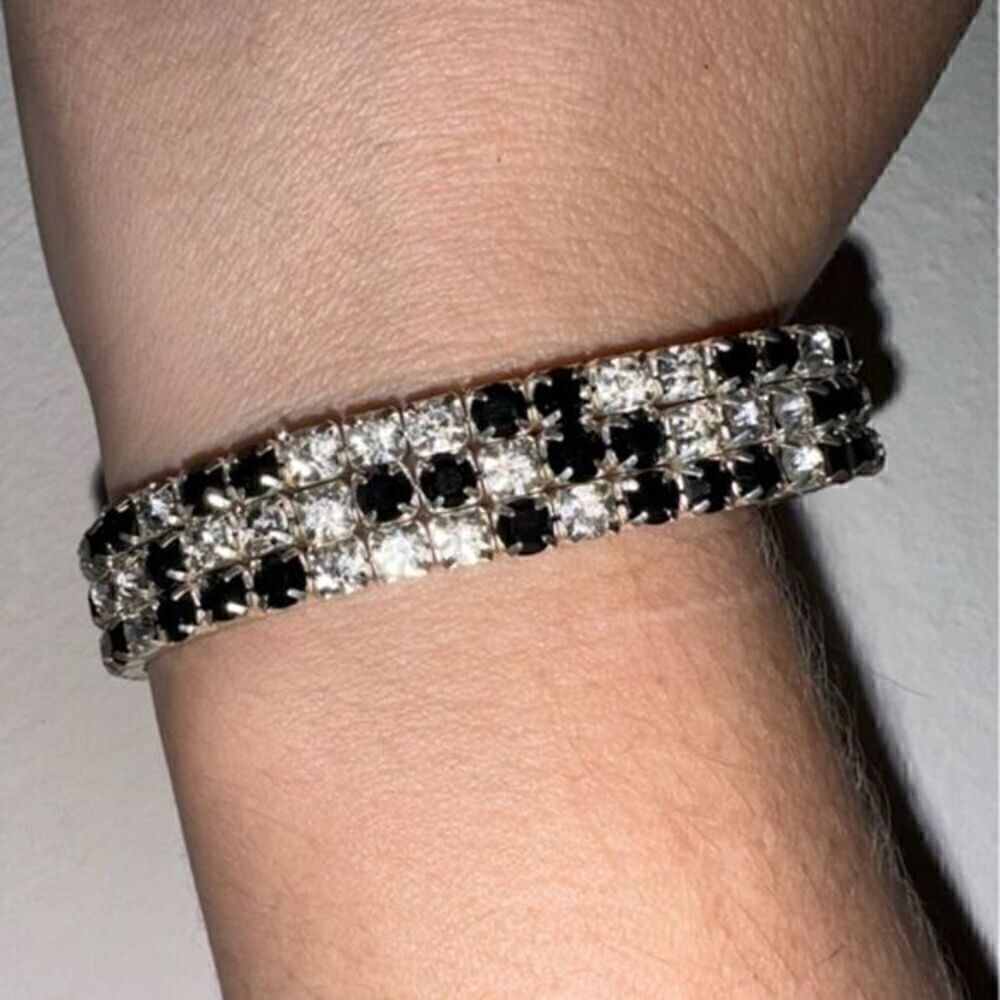 Black and White Rhinestone Bracelet Costume Jewelry